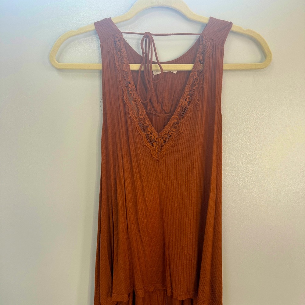 Burnt orange lace top, size small